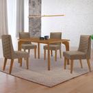 Mesa Liz 120 Mdf Canto Copo E Com 4 Cadeiras Safira Veludo Capuccino Naturalle
