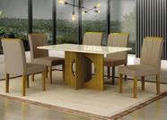 Mesa Lorena 1,60 Freijó/Decor Tampo Off C/Vidro 6 Cadeiras