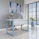 Mesa Madeira M1700/700p25tub 170cm Industrial Branco E Azul