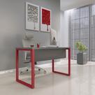 Mesa Madeira M1700/700P25TUB 170cm Industrial Grafito e Vermelho Cinza
