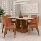 Mesa Málaga 1,6 Com 6 Cadeiras Estofadas Freijó/off/terracota - M.a