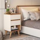 Mesa mesinha de cabeceira pés palito criado estilo retrô, cantinho decorado quarto 2 gavetas 1 nicho Duda