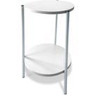 Mesa Mesinha De Canto Redonda Decoração Qatar Industrial Branca