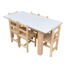 Mesa Mesinha Infantil De Madeira Crua MDF Camaleão Conjunto 6 Cadeiras