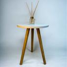 Mesa Mesinha Redonda De Centro Canto Apoio Tampo MDF Rustico Tripé Retro Pe Palito Madeira Maciça Decoração