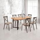 Mesa Michigan 160cm Estilo Contemporâneo com Pés de Madeira Imbuia Base Preta Mesa Michigan 160cm Estilo Contemporâneo com Pés de Madeira Imbuia Base Preta