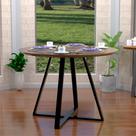 Mesa Modelo Industrial Jantar Laís 90 Cm com Pés de Ferro Imbuia