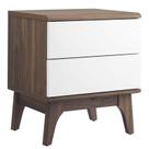 Mesa Modway Envision, mesa de cabeceira com 2 gavetas, branca nogueira