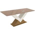 Mesa Multiuso Cozinha Amora c/ Tampo Madeirado c/ Vidro 160x90cm Freijó/Bronze - Kappesberg