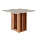 Mesa Multiuso Cozinha Ariela c/ Tampo Madeirado Vidro 95x95cm Cinamomo/Off White - Cimol