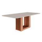 Mesa Multiuso Cozinha Cimol Ariela c/ Tampo Madeirado Vidro Reto 210cm Cinamomo/Off White