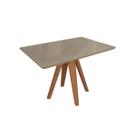 Mesa Multiuso Cozinha Duna Madeira Maciça c/ Tampo Madeirado c/ Vidro 120x80cm Carvalho/Freijo Bronze - Kappesberg