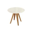 Mesa Multiuso Cozinha Duna Premium Madeira Maciça c/ Tampo Madeirado c/ Vidro 105x105cm Carvalho/Off White - Kappesberg