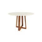 Mesa Multiuso Cozinha Elma Madeira Maciça c/ Tampo Madeirado c/ Vidro 105x105cm Carvalho/Off White/Vidro Off White - Kappesberg
