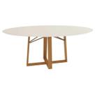 Mesa Multiuso Cozinha Elma Premium Madeira Maciça c/ Tampo Madeirado c/ Vidro 180x105cm Carvalho/Off White - Kappesberg