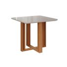 Mesa Multiuso Cozinha Flora c/ Tampo Madeirado c/ Vidro 95x95cm Nature/Off White - Cimol