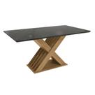 Mesa Multiuso Cozinha Graviola c/ Tampo Madeirado c/ Vidro 160x90cm Freijo/Preto - Kappesberg