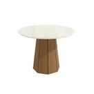 Mesa Multiuso Cozinha Jade c/ Tampo Madeirado c/ Vidro 105x105cm Canela/Vidro Off White - Kappesberg