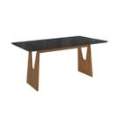 Mesa Multiuso Cozinha Mila Premium Madeira Maciça c/ Tampo Madeirado c/ Vidro 160x90cm Carvalho/Preto Fosco - Kappesberg