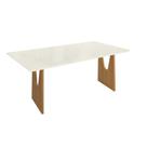 Mesa Multiuso Cozinha Mila Premium Madeira Maciça c/ Tampo Madeirado c/ Vidro 180x90cm Carvalho/Off White/Vidro Off White - Kappesberg