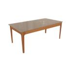 Mesa Multiuso Cozinha Mira Madeira Maciça c/ Tampo Madeirado c/ Vidro 160x90cm Carvalho/Freijo Bronze - Kappesberg