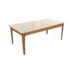 Mesa Multiuso Cozinha Mira Madeira Maciça c/ Tampo Madeirado c/ Vidro 200x100cm Carvalho/Off White/Vidro Off White - Kappesberg Mesa Multiuso Cozinha Mira Madeira Maciça c/ Tampo Madeirado c/ Vidro 200x100cm Carvalho/Off White/Vidro Off White - Kappesberg