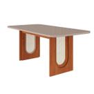 Mesa Multiuso Cozinha Valentina c/ Tampo Madeirado c/ Vidro 180x90cm Cinamomo/Off White - Cimol