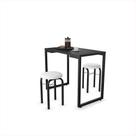 Mesa Multiuso Preto 90 Cm Com 02 Banquetas material sintético Branco