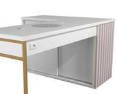 Mesa Nails Premium Ripado 167x117cm com Aspirador e Pé de Ferro - Branco/Rosa