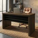 Mesa Office Executiva Tampo 50mm Tamburato Charuto/Preto Mesa Office Executiva Tampo 50mm Tamburato Charuto/Preto
