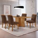 Mesa Olimpia 120 Mdf Canto Copo E Com 4 Cadeiras Melissa Veludo Marrom Naturalle