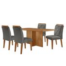 Mesa Olimpia 120 Mdf Com 4 Cadeiras Melissa Linho Grafite Naturalle