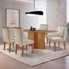 Mesa Olimpia 120 Mdf Com 4 Cadeiras Melissa Veludo Creme Naturalle