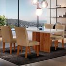 Mesa Olimpia 120 Mdf Vidro Canto Reto Com 4 Cadeiras