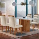 Mesa Olímpia 120cm Mdf Canto Copo Com 4 Cadeiras Carol