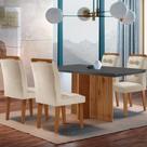 Mesa Olímpia 120cm Mdf Canto Reto Com 4 Cadeiras Carol
