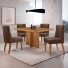 Mesa Olimpia 90 Mdf Canto Copo E Com 4 Cadeiras Safira Veludo Marrom/naturalle/naturalle Mesa Olimpia 90 Mdf Canto Copo E Com 4 Cadeiras Safira Veludo Marrom/naturalle/naturalle