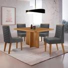 Mesa Olimpia 90 Mdf Com 4 Cadeiras Safira Veludo Grafite/naturalle/naturalle Mesa Olimpia 90 Mdf Com 4 Cadeiras Safira Veludo Grafite/naturalle/naturalle