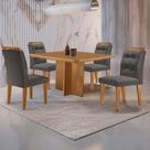 Mesa Olímpia 90cm Mdf Com 4 Cadeiras Carol Veludo Grafite Naturalle Mesa Olímpia 90cm Mdf Com 4 Cadeiras Carol Veludo Grafite Naturalle