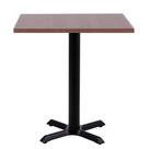 Mesa Ômega em Ferro Preto Pintura Eletrostática 74 cm (Altura) com Tampo em MDP Quadrado 60 cm Cor Imbuia