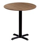 Mesa Ômega em Ferro Preto Pintura Eletrostática 74 cm (Altura) com Tampo em MDP Redonda 70 cm Cor Imbuia