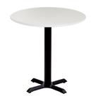 Mesa Ômega em Ferro Preto Pintura Eletrostática 74 cm (Altura) com Tampo em MDP Redonda 80 cm Cor Branco