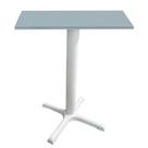 Mesa Ômega Ferro Branco 74 cm (Alt) Base em X Tampo MDP Quadrado Cinza 70 cm (Larg) x 2,50 cm (Alt)