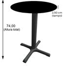 Mesa Ômega Ferro Branco 74 cm (Alt) Base em X Tampo MDP Redondo Grafito 80 cm (Larg) x 2,50 cm (Alt)