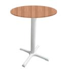 Mesa Ômega Ferro Branco 74 cm (Alt) Base em X Tampo MDP Redondo Noce Nat 80 cm (Larg) x 2,50cm (Alt)