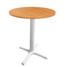 Mesa Ômega Ferro Branco 74 cm (Alt) Base em X Tampo MDP Redondo Samba 60 cm (Larg) x 2,50 cm (Alt)