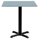 Mesa Ômega Ferro Preto 74 cm (Alt) Base em X Tampo MDP Quadrado 80 cm (Larg) x 2,50 cm (Alt) Cinza