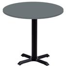 Mesa Ômega Ferro Preto 74 cm (Alt) Base em X Tampo MDP Redondo 60 cm (Larg) x 2,50 cm (Alt) Grafito