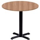 Mesa Ômega Ferro Preto 74 cm (Alt) Base em X Tampo MDP Redondo 60 cm (Larg) x 2,50 cm (Alt) Noce Nat