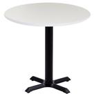 Mesa Ômega Ferro Preto 74 cm (Alt) Base em X Tampo MDP Redondo 70 cm (Larg) x 2,50 cm (Alt) Branco